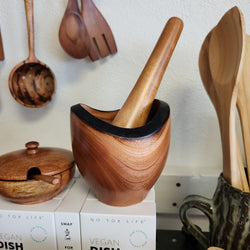 Tropical Hardwood Mortar and Pestle - Fair Trade - Sustainably Harvested