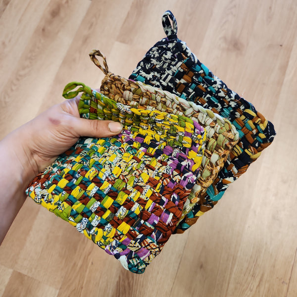 Recycled Sari Hot Pads Pot Holders - Fair Trade