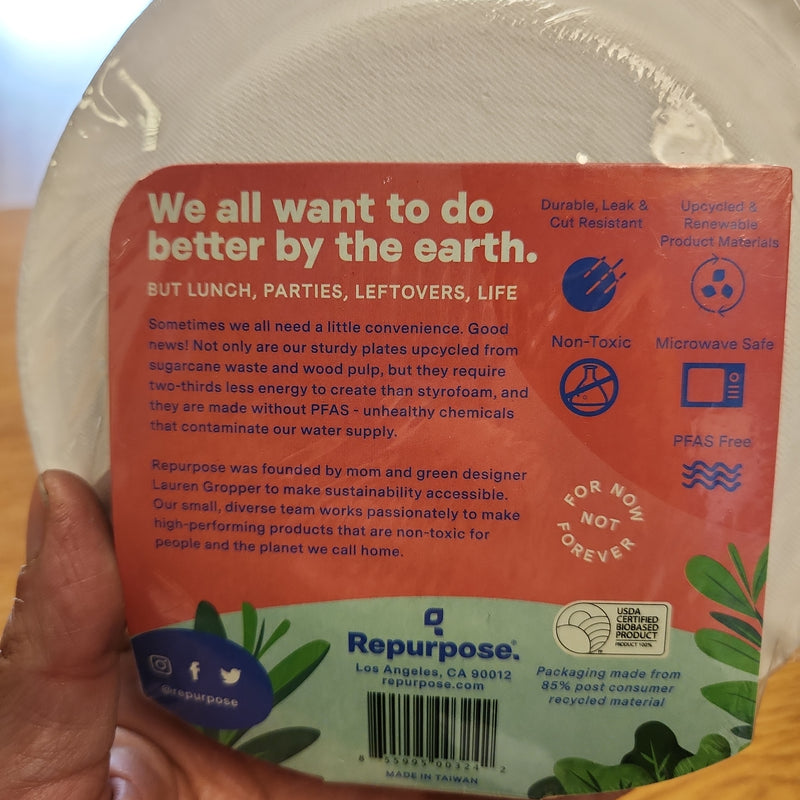 Compostable 6" Paper Plates - Made From Sugarcane Waste and Wood Pulp - 20 ct.