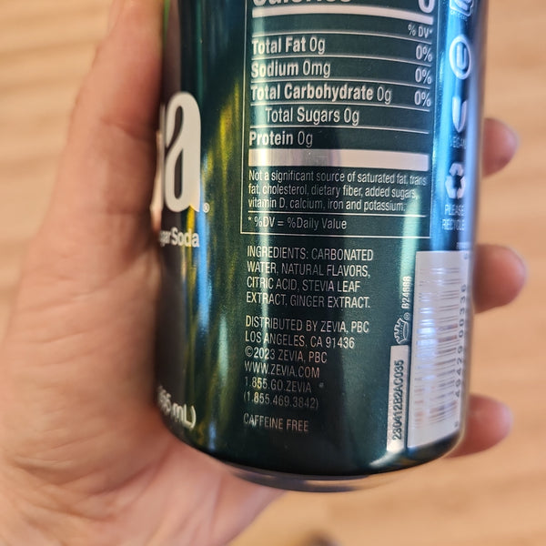 Zevia Gingerale Soda - Zero Calorie - 12 oz.