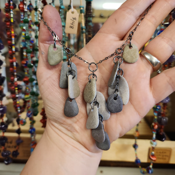 Large River Stone Necklace - Lake Michigan Stones