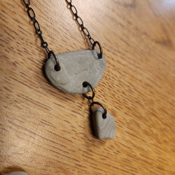 River Stone Sedimentary Cairn Necklace - Lake Michigan Stones