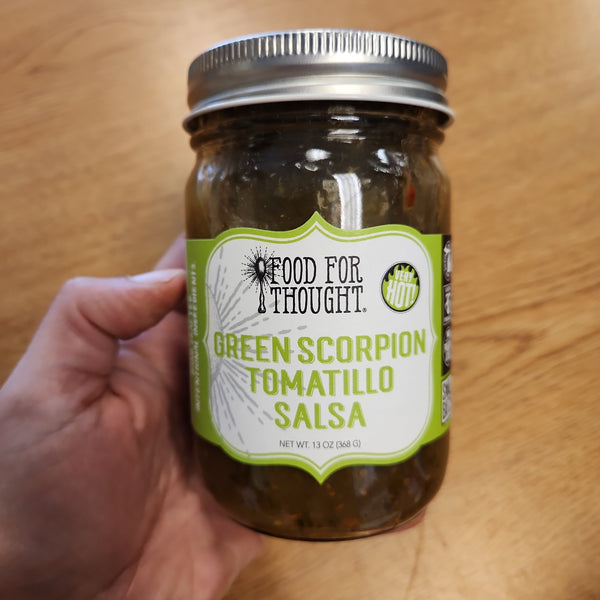 Green Scorpion Tomatillo Salsa - Food For Thought - 13 oz.