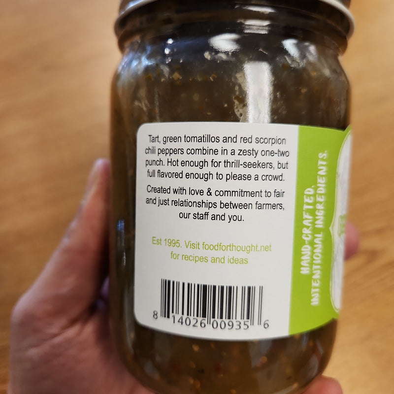 Green Scorpion Tomatillo Salsa - Food For Thought - 13 oz.