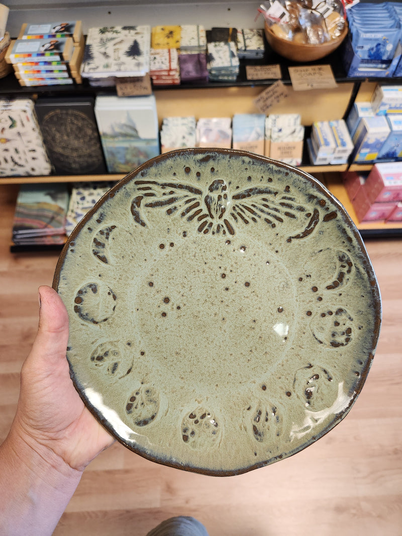 Moon Cycle Pottery Plate with Crow