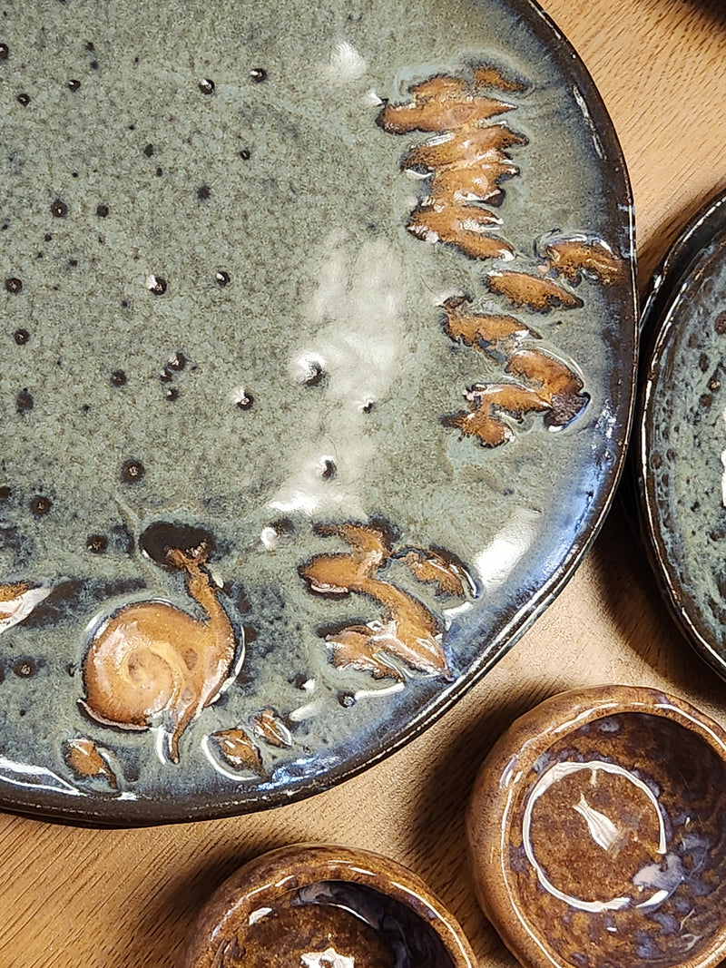 Snail & Fungi Pottery Plate