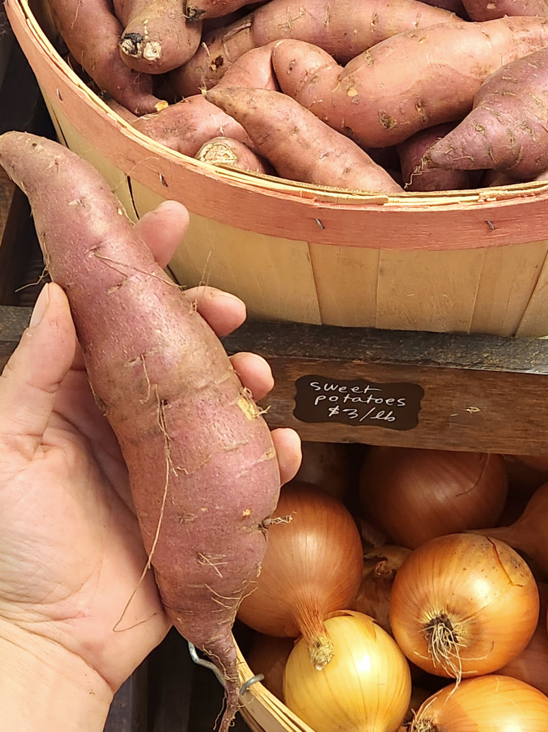 SOLD OUT - Thanksgiving Storage Veggies Box - Pickup starts Fri. Nov 22 - Double-sized CSA Box, 1 1/4 bushels of fresh produce grown by us.