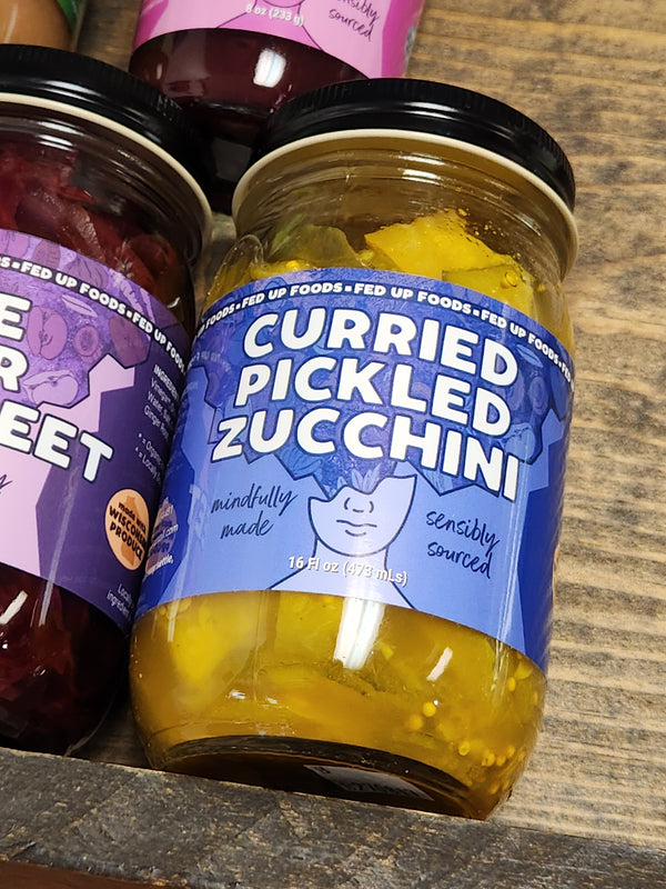 Fed Up Foods - Curried Pickled Zucchini - 16 oz - Stevens Point, Wisconsin