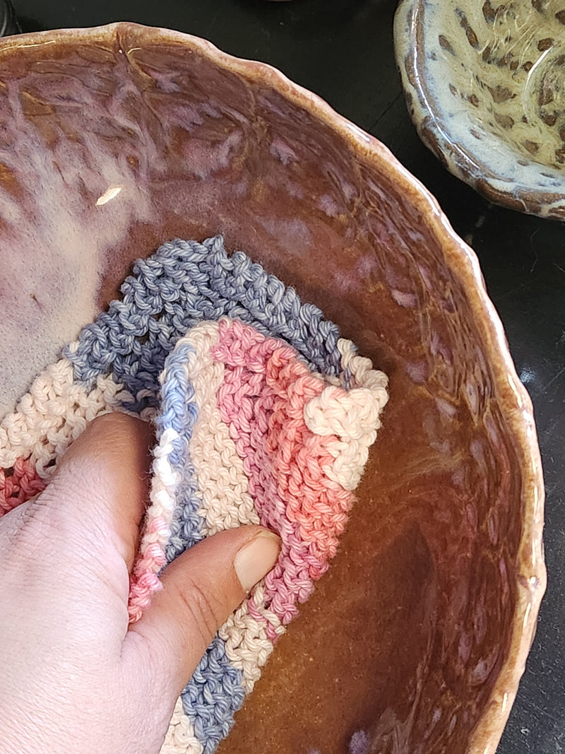Hand Knit Wash Cloth - Made In Beloit - 100% Cotton - Each