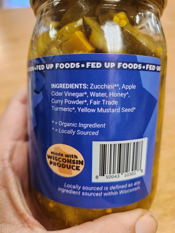 Fed Up Foods - Curried Pickled Zucchini - 16 oz - Stevens Point, Wisconsin