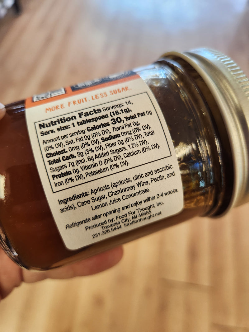 Apricot Chardonnay Preserves - Food For Thought - 8.5 oz.