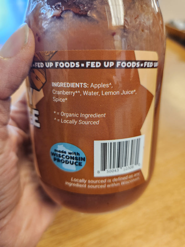 Fed Up Foods - Cranberry Applesauce - 16 oz - Stevens Point, Wisconsin