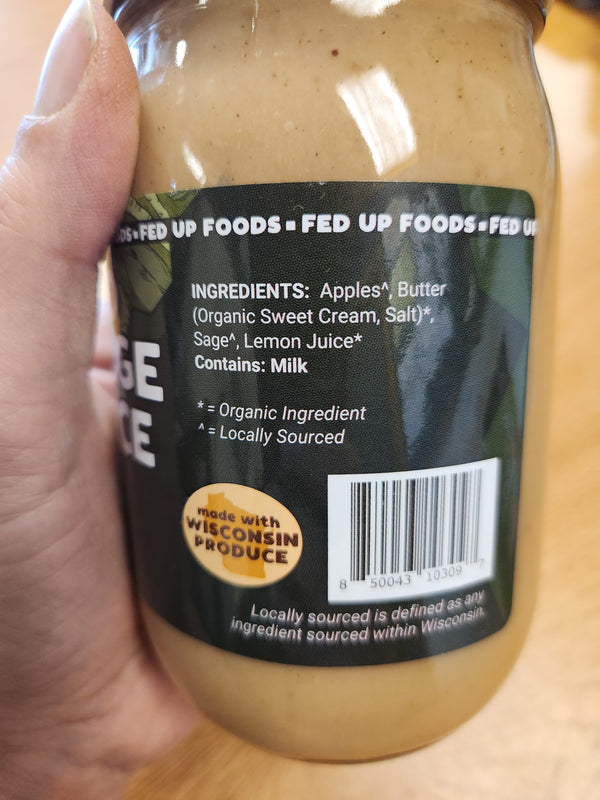 Fed Up Foods - Browned Butter Sage Applesauce - 16 oz - Stevens Point, Wisconsin