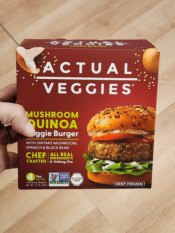 Actual Veggies - Mushroom Quinoa Burger - 4x 3 oz patties - Frozen - LOCAL PICKUP ONLY