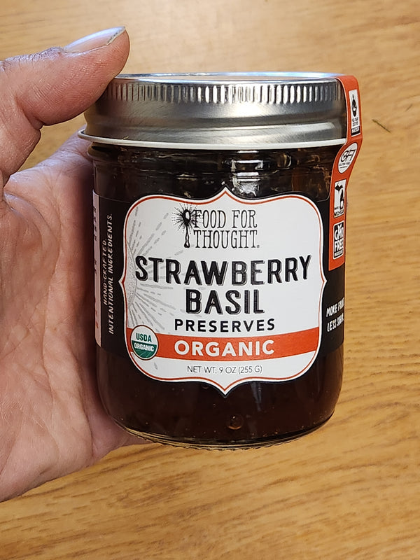 Organic Strawberry Basil Preserves - Food For Thought - 9 oz.