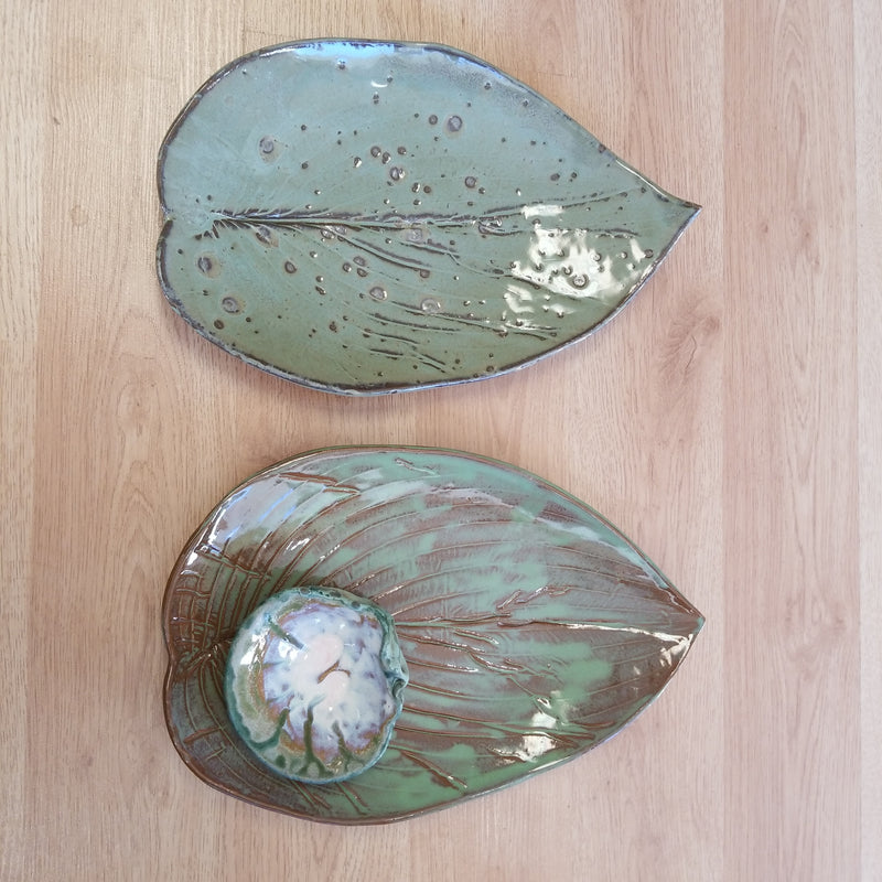 Hosta Leaf Pottery Platter