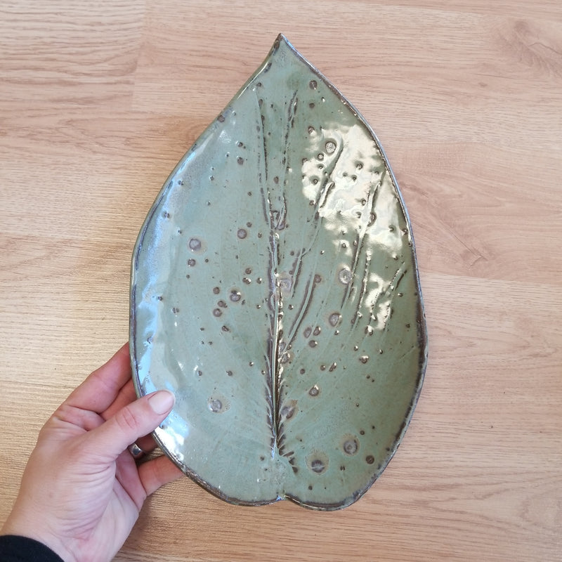 Hosta Leaf Pottery Platter