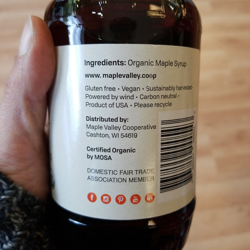 Organic Maple Syrup - Dark Robust Flavor - Maple Valley Cooperative - Cashton, Wisconsin