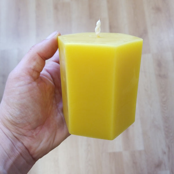 Wisconsin Beeswax Hexagon Pillar Candle - Koehler’s Honey Bee Farm