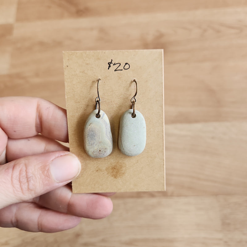 River Stone Earrings - Single Stones - Lake Michigan Stones