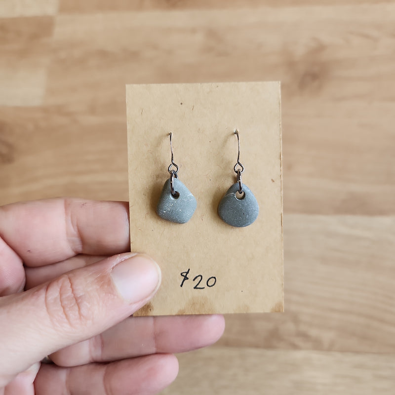 River Stone Earrings - Single Stones - Lake Michigan Stones