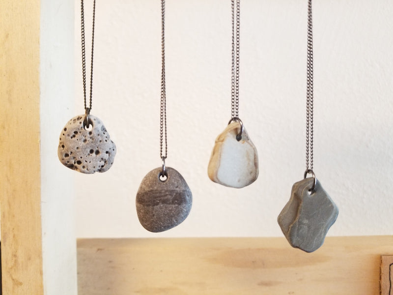 Simple River Stone Necklace - Lake Michigan Stones