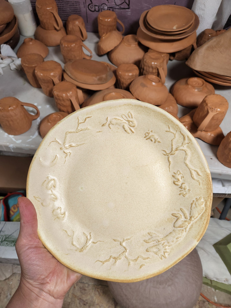 Bunnies and Foxes Pottery Plate