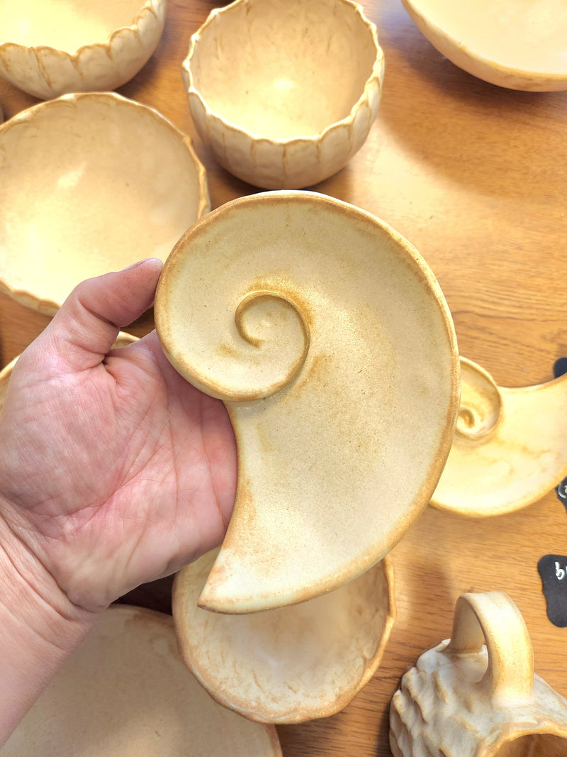 Ammonite Dish - hand built pottery by Jenny Hoople