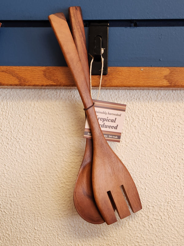 Tropical Hardwood Salad Servers - Fair Trade - Sustainably Harvested