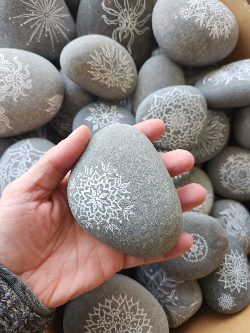 Hand Painted Lake Michigan Rock