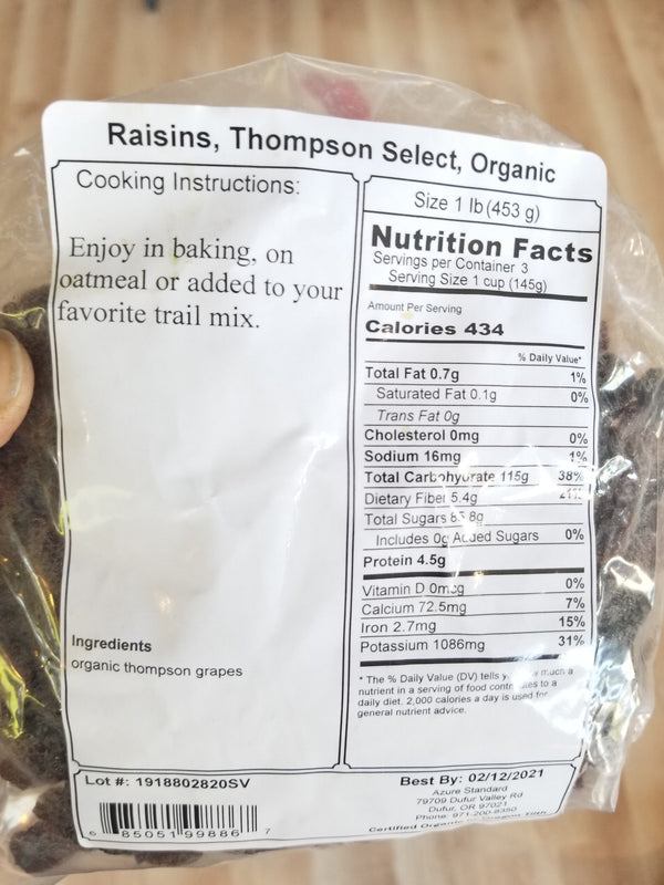 Organic Thompson Raisins